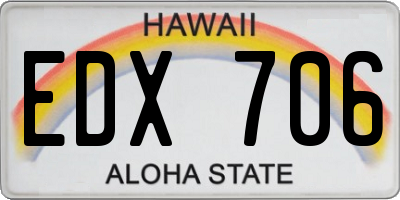 HI license plate EDX706