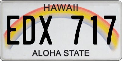 HI license plate EDX717