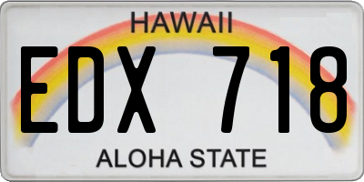 HI license plate EDX718