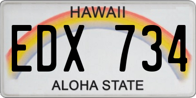 HI license plate EDX734