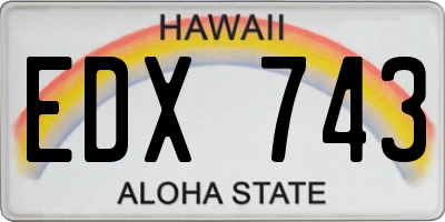 HI license plate EDX743