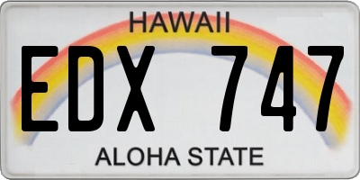 HI license plate EDX747