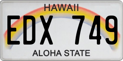 HI license plate EDX749