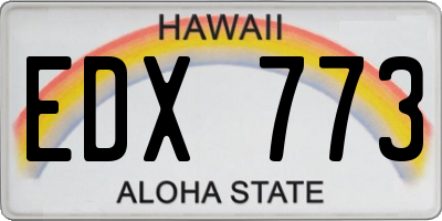 HI license plate EDX773