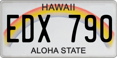 HI license plate EDX790