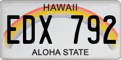 HI license plate EDX792