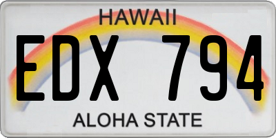 HI license plate EDX794