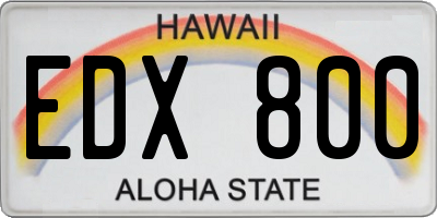 HI license plate EDX800