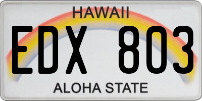 HI license plate EDX803