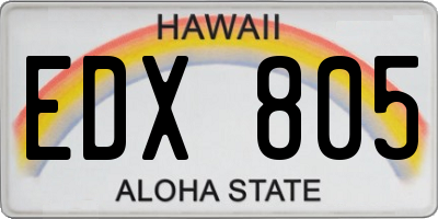 HI license plate EDX805