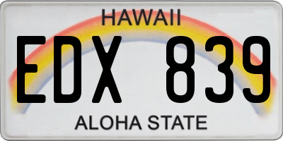 HI license plate EDX839