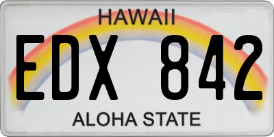 HI license plate EDX842