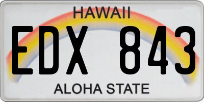 HI license plate EDX843