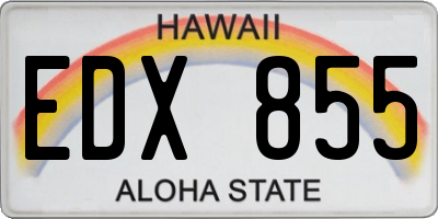 HI license plate EDX855
