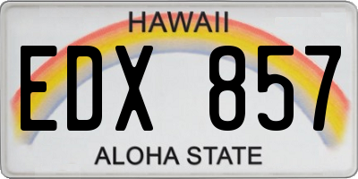 HI license plate EDX857