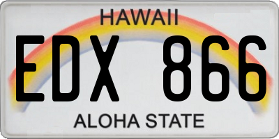 HI license plate EDX866