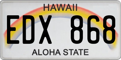 HI license plate EDX868