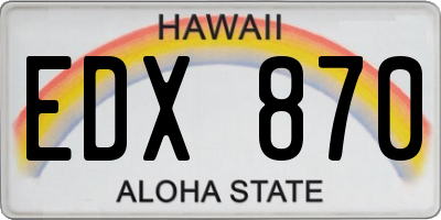 HI license plate EDX870