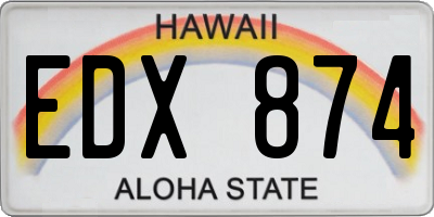 HI license plate EDX874