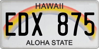 HI license plate EDX875