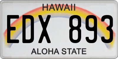 HI license plate EDX893