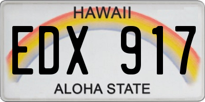HI license plate EDX917