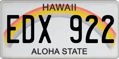 HI license plate EDX922