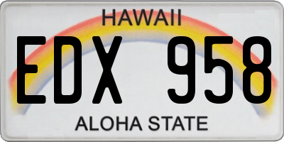 HI license plate EDX958