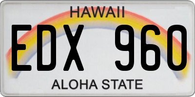 HI license plate EDX960