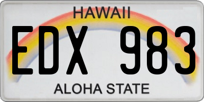 HI license plate EDX983