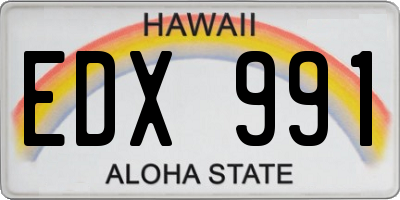 HI license plate EDX991