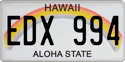 HI license plate EDX994