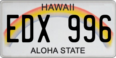 HI license plate EDX996