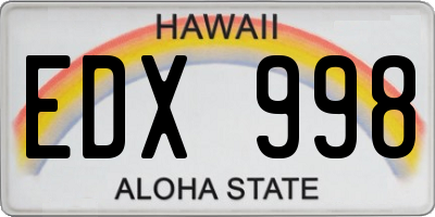 HI license plate EDX998