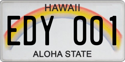 HI license plate EDY001