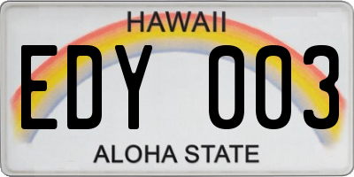 HI license plate EDY003