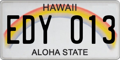 HI license plate EDY013