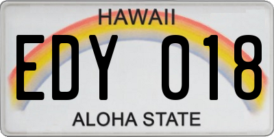HI license plate EDY018
