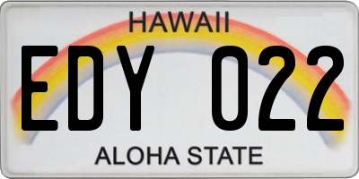 HI license plate EDY022