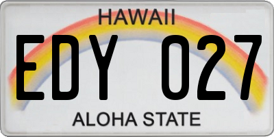 HI license plate EDY027