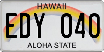 HI license plate EDY040