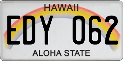 HI license plate EDY062