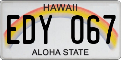 HI license plate EDY067