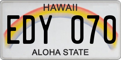 HI license plate EDY070