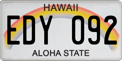 HI license plate EDY092