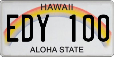 HI license plate EDY100