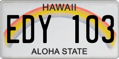 HI license plate EDY103