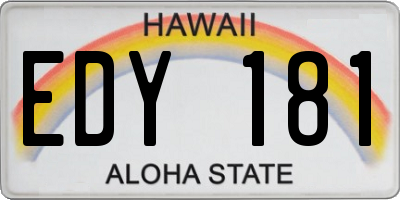 HI license plate EDY181
