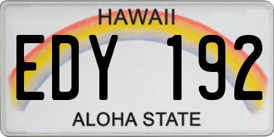 HI license plate EDY192