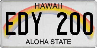 HI license plate EDY200